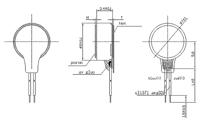 0834 coin vibration motor drawing