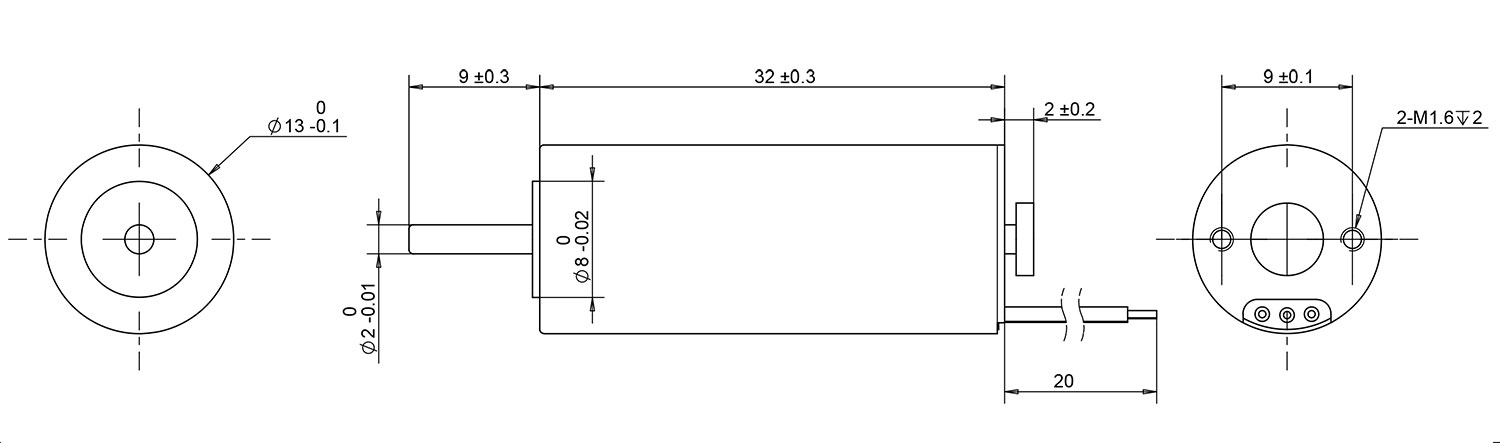 1332 coreless brushless motor drawing