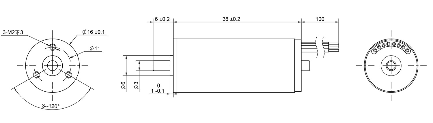 1638 coreless brushless motor drawing