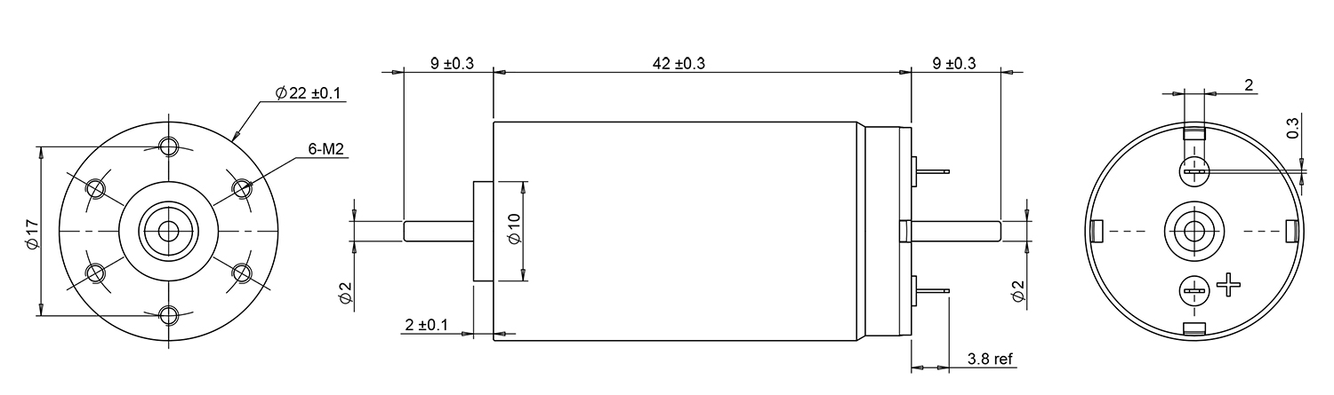 22mm 2242 coreless motor drawing