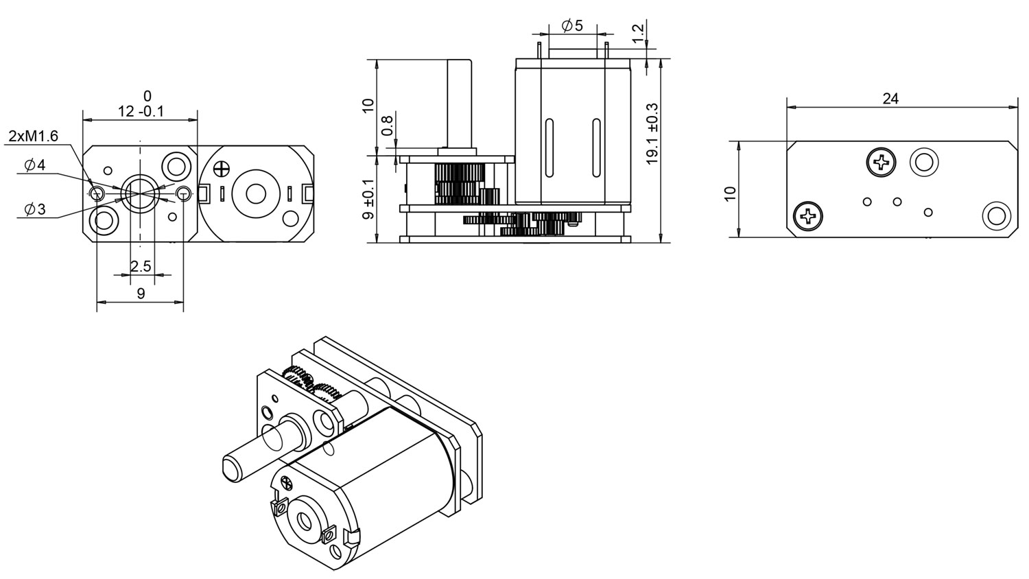 GM24-N20VA 24mm dc gear motor