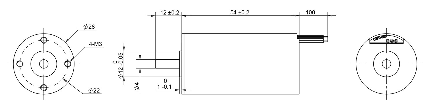 28mm coreless brushless motor drawing