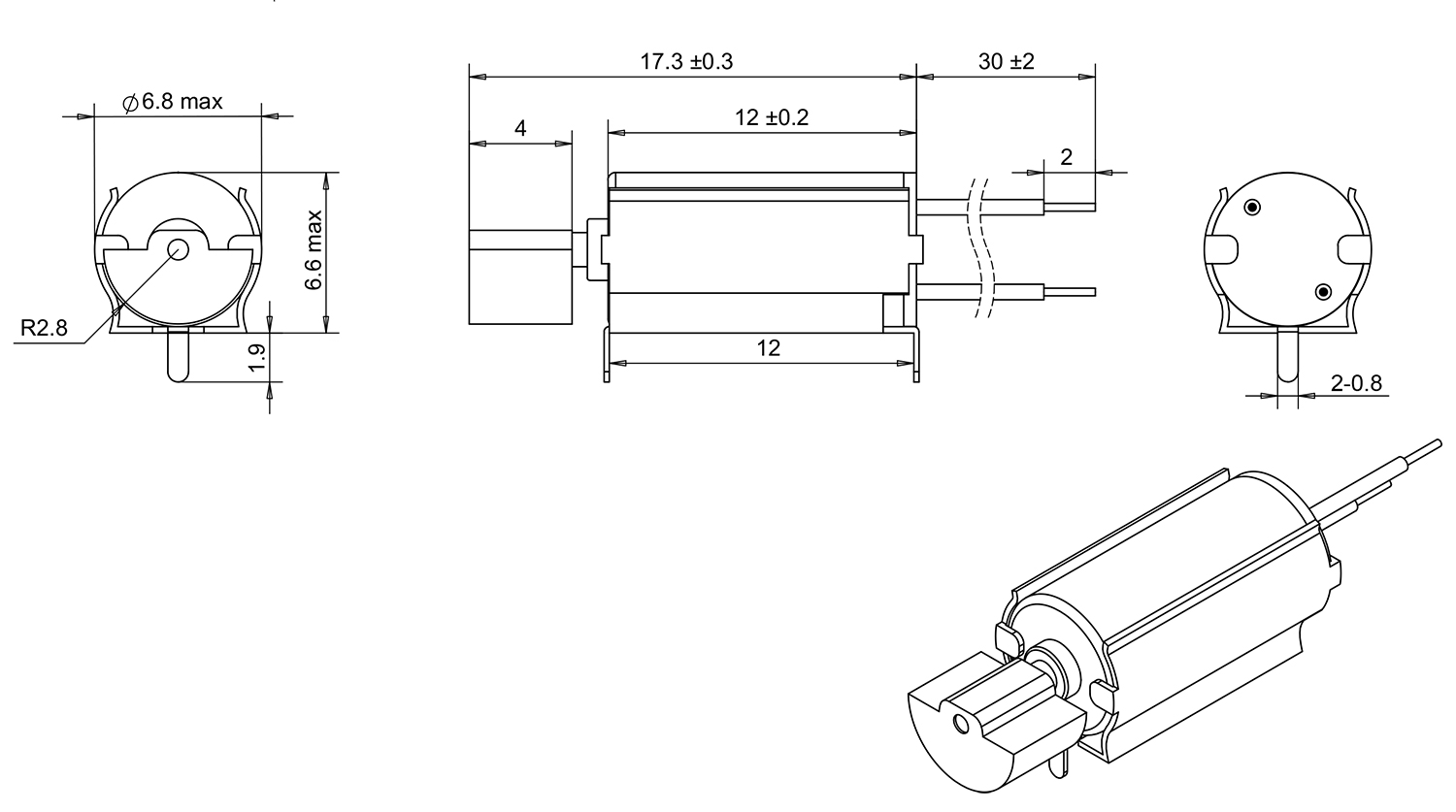 6mm vibration motor with bracket