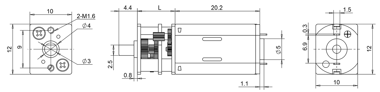 Micro metal gearmotor dimensions